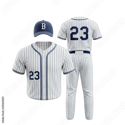 Baseball Uniform Set: Jersey, Pants, and Cap - Pinstripe Design