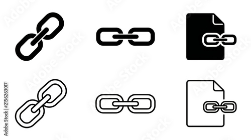 Flat chain link icons with document file