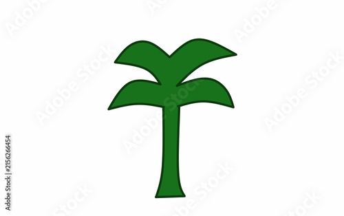 Green palm tree vector icon on white background