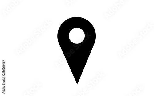 Black Location Pin Icon on White Background