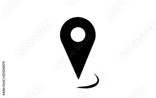 Black Location Pin Icon on White Background