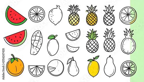Colorful vector icons of autumn leaves and pumpkins.