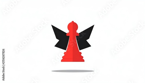 Red heart symbol with black wings illustration.