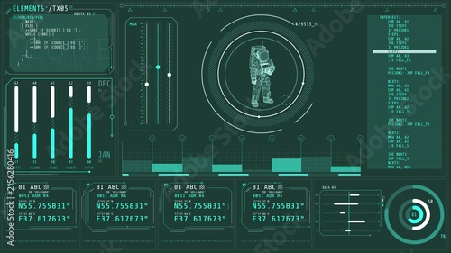 Animated screen showing the processing of data related to space mission