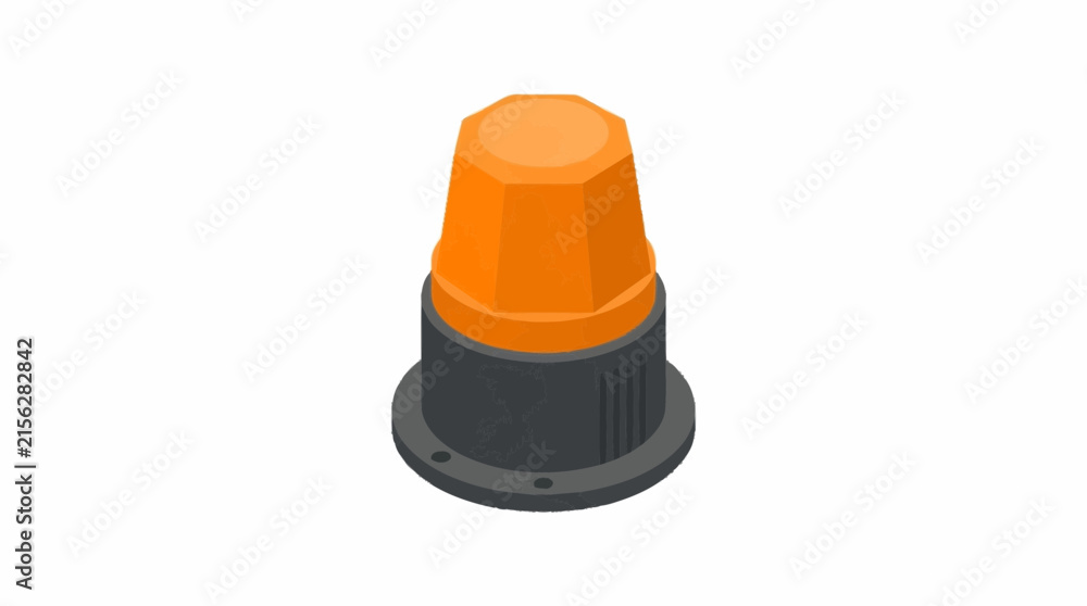 Fototapeta premium Orange warning light beacon on black circular base.