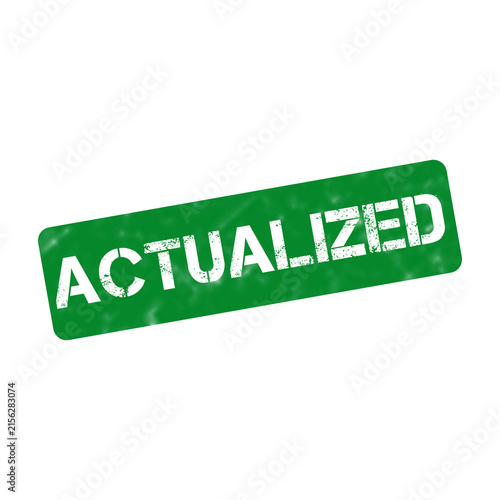 Canvastavla Actualized green rubber stamp, distressed grunge text icon, professional realiza