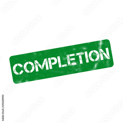 Quadro su tela Green completion rubber stamp icon, distressed finish project completion mark, i