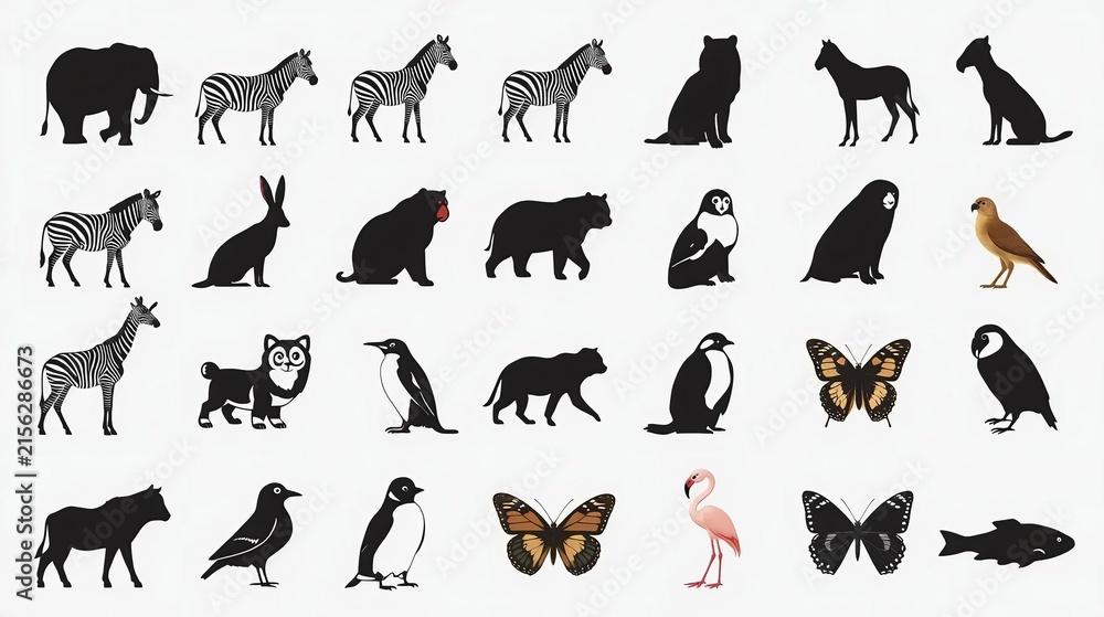 Fototapeta premium Animal Silhouettes and Illustrations Collection