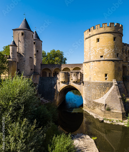 Porte des Allemands, a historic fortified bridge and castle, spanning the Seille river in Metz