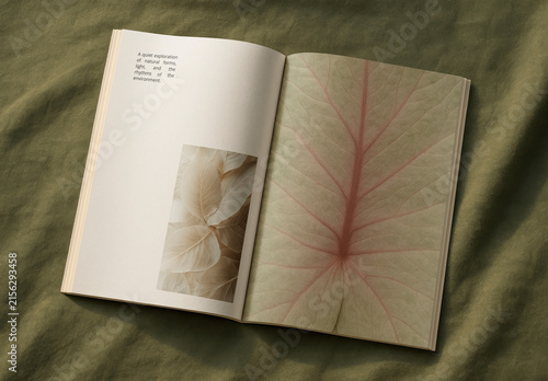 Nature Inspired Book Mockup With Leaf Photography PSD
