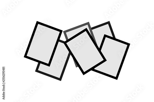 Overlapping blank photo frames arranged in a casual stack ideal for mockups, templates, collage designs and minimalist presentations with clean composition and negative space