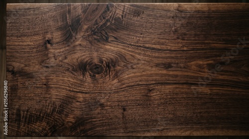 Close-up dark walnut wood grain texture with rich natural patterns and warm tones for design