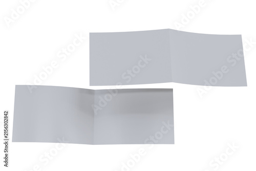 3D paper bi fold brochure mockup featuring an open folded leaflet. ideal for branding, stationery design, advertising, thank you card, notecards, greeting card, brochure print presentation