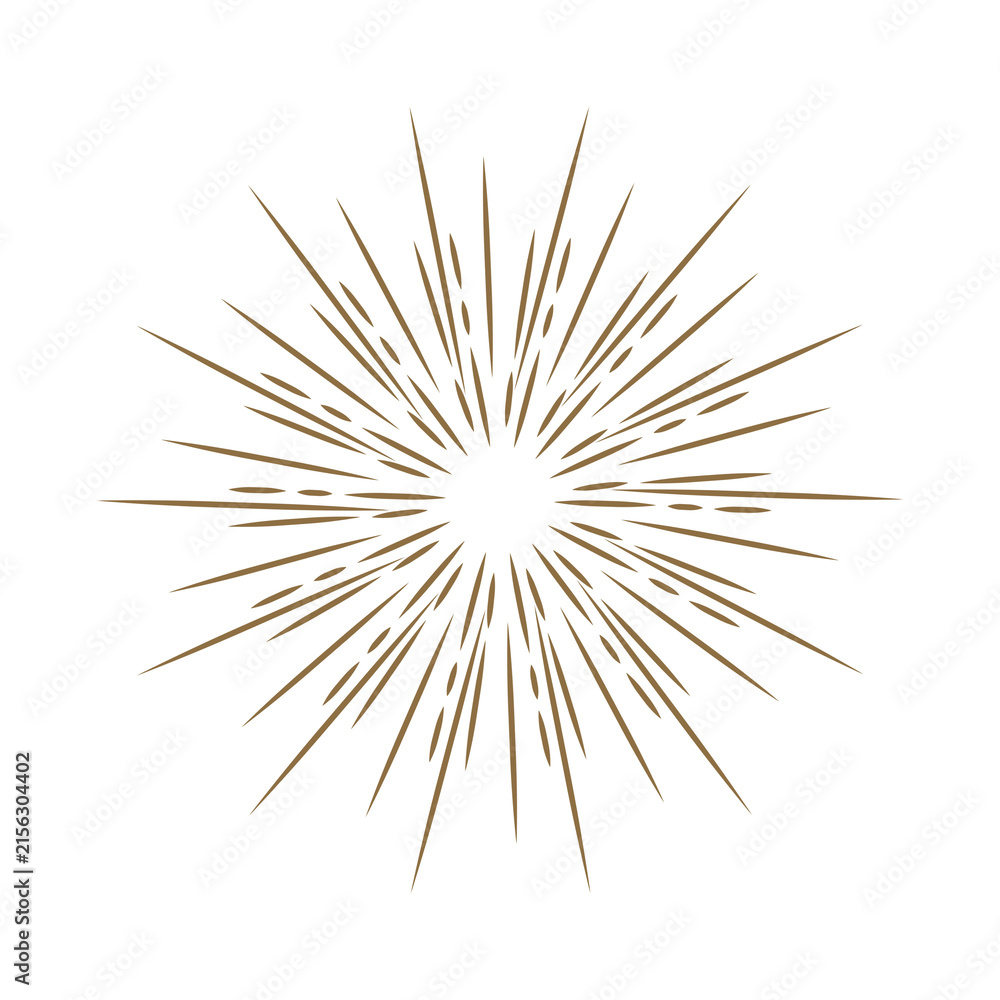 Fototapeta premium Vintage Gold Sunburst Radiant Starburst on Black Background