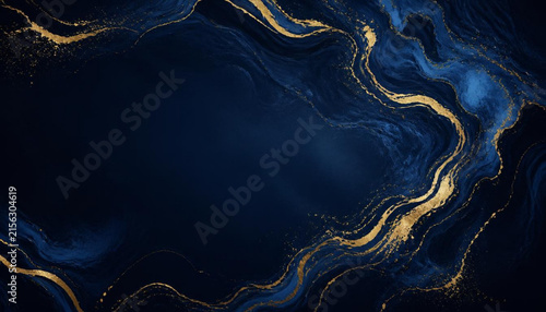 Abstract Liquid Marble Swirl Gold Navy Luxury Banner Background Elegant