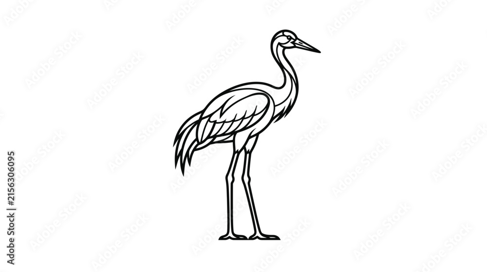 Obraz premium Minimalist heron bird line art illustration.
