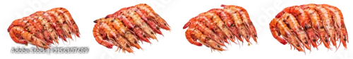 Obraz  z motywem Grilled shrimp cutout set on transparent background