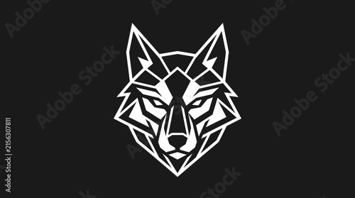 Geometric wolf head logo with sharp angular lines.