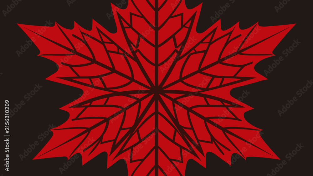 Fototapeta premium Bold red maple leaf pattern graphic background with seamless background botanical illustration abstract wallpaper decoration ornament forestry geometry backdrops tileable creative
