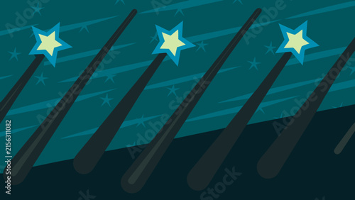 Bild auf Leinwand Creative background design featuring magical wands with star embellishments back