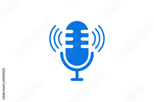 Microphone Icon for Podcasting, Audio Broadcast and Voice Recording Symbol