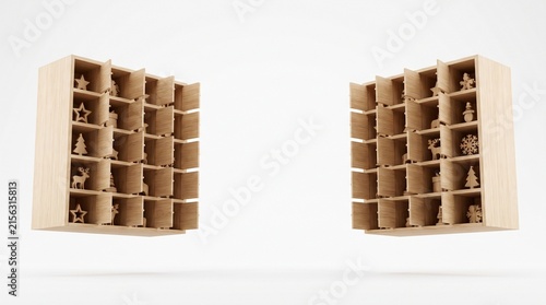 Wooden Christmas Advent Calendars with Festive Carved Figures