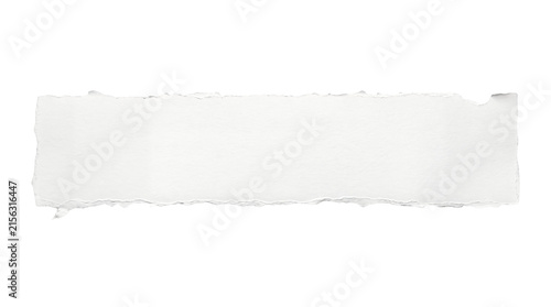 Quadro su tela Torn white paper strip with rough deckle edges, textured ripped paper banner for