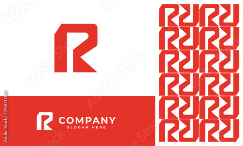 Letter R brand identity logo in a flat vector design with pattern style