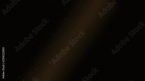 Cinematic warm light beam shining diagonally through floating dust particles on a black background