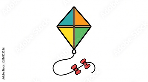 Colorful Diamond Kite Vector Illustration Isolated on White Background