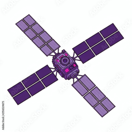 Purple Space Satellite Vector Illustration