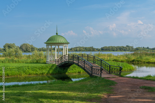 Принти на полотні A gazebo with a bridge on the bank of the Volkhov River in the Novgorod Museum o