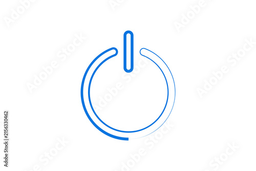Minimal power button icon representing technology, startup, energy, on or off control and digital interface design for apps, websites, presentations and tech branding materials