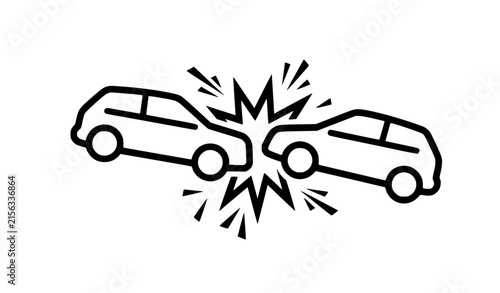 Car Crash Collision Warning Icon Black Vector Illustration