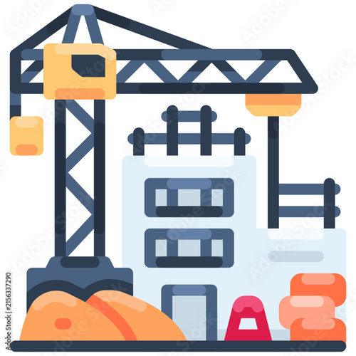 Fototapeta construction building flat icon illustration