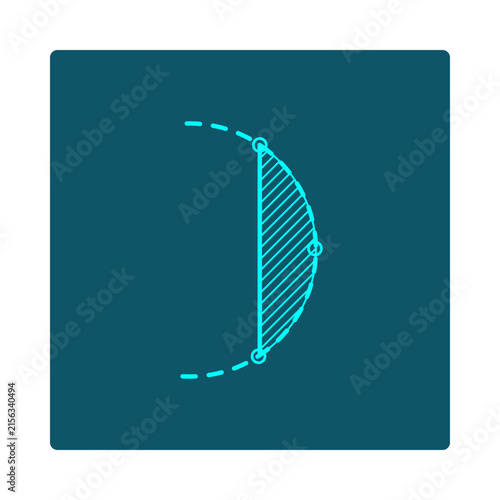 Area Between a Curve and a Line Icon – Hatched Segment Between Curve and Horizontal Secant