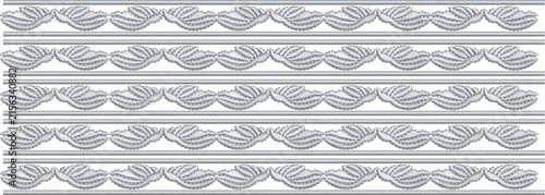 Silver Scalloped Lace Border Embroidery Pattern for Textile Decoration