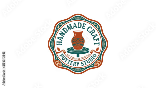 Handmade Craft Pottery Studio Logo Badge