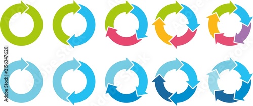 Quadro su tela Colorful Circular Arrow Cycle Icons for Process and Infographic Design