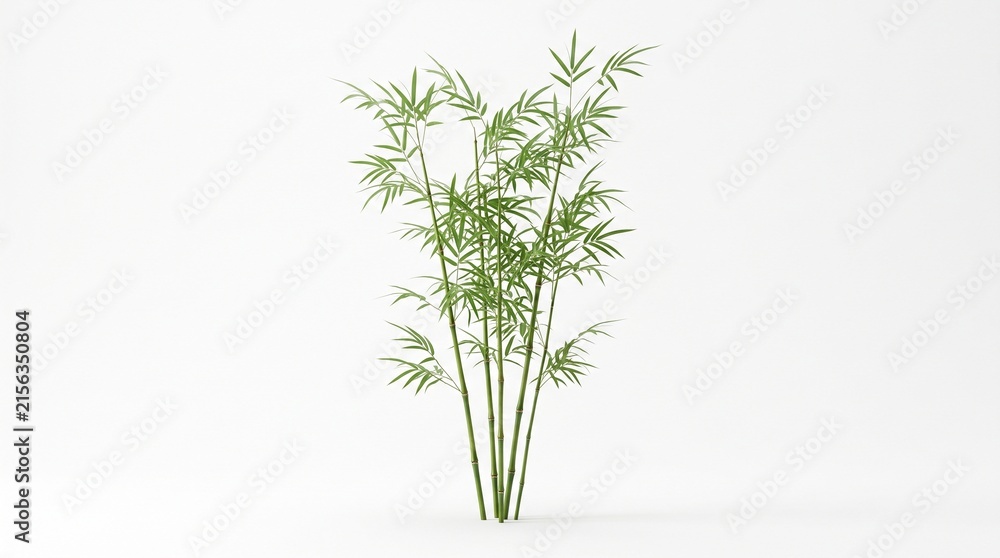 Fototapeta premium Green Bamboo Plant Illustration Isolated on White Background for Zen Decor and Nature Concept Design