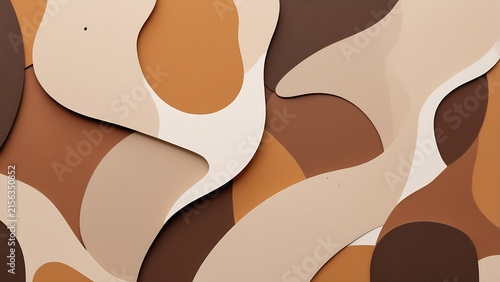 Rich Walnut Amber Earthy Paper Cutouts Terrazzo Wall Artwork