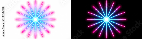 Neon Laser Starburst Effect with Geometric Radiant Lines Light Effect Overlay Isolated on Transparent Background