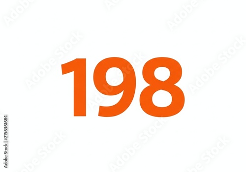 Bold orange number 198 on white background.
