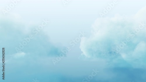 Soft Pastel Blue Sky with Clouds Passing Loop Background.