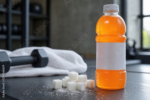 Sweetened Sports Drink and Sugar Cubes Awareness Concept