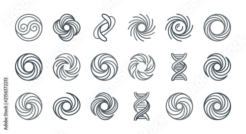 Interlocking loops and fluid motion icons