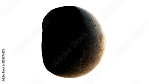Highly realistic crescent moon with intricate details and eerie Halloween colors, isolated PNG on transparent background