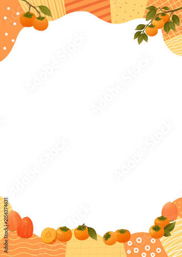 Persimmon Autumn Border Frame Background