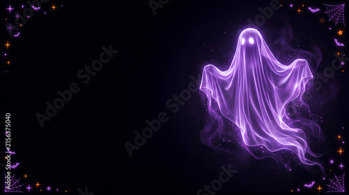 Fototapeta kuchenna Ethereal purple glowing ghost in dark decorative frame.