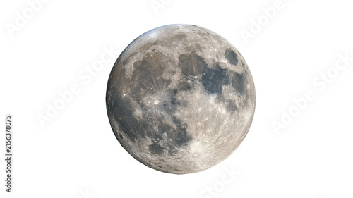 Highly realistic full moon with intricate details and eerie Halloween colors, isolated PNG on transparent background